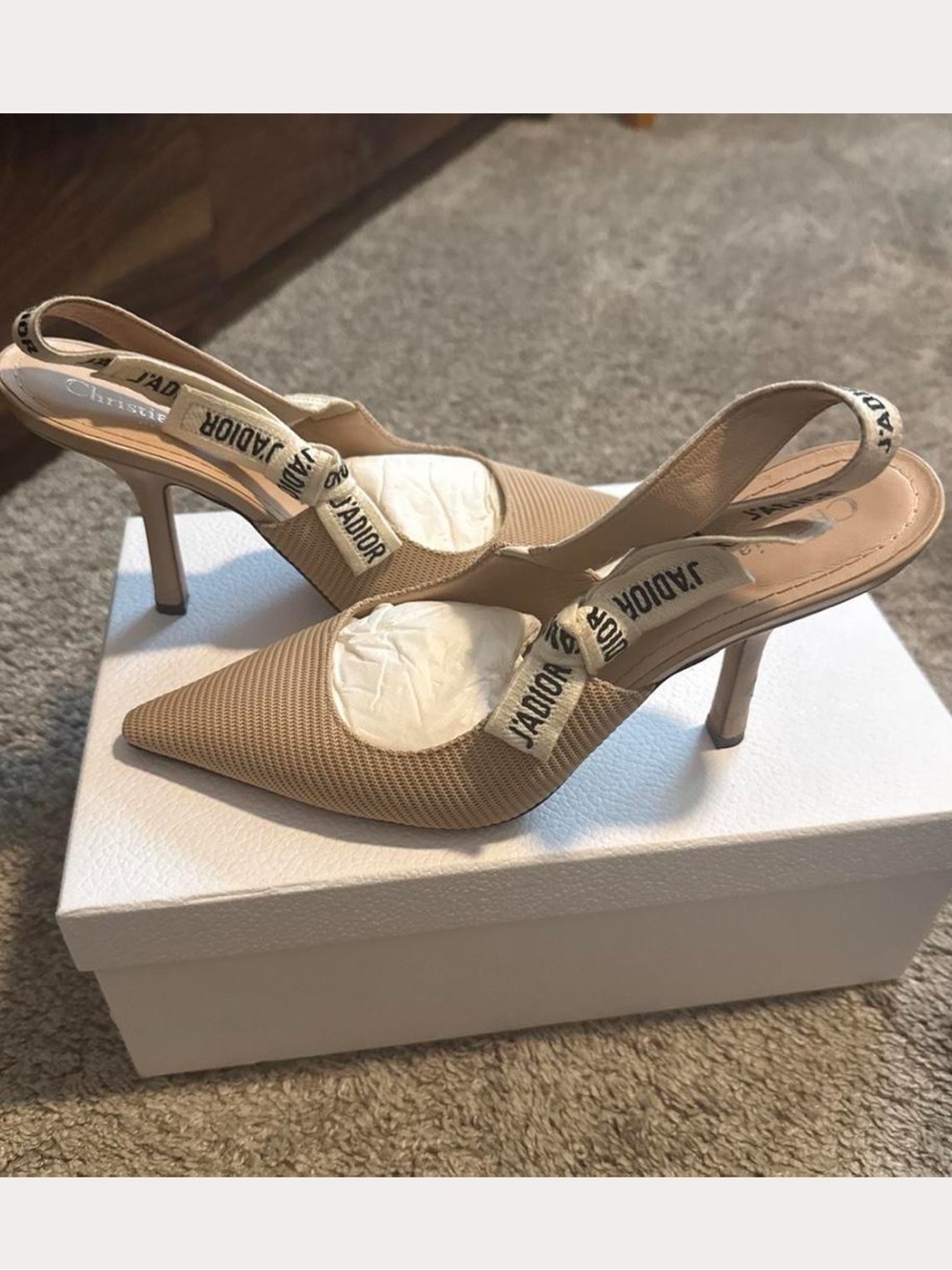 Dior J'Adior Nude Beige Pointed Slingback Heels